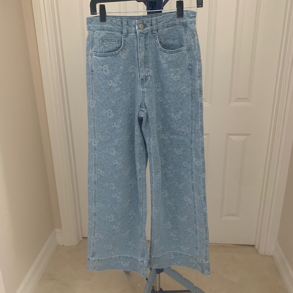 NWT Cinq a Sept 5@7 Betsy Bouquet-Print Wide Leg Jeans sz 4